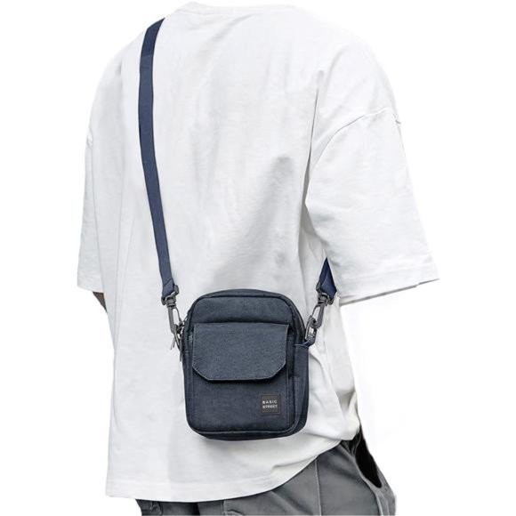 Small Crossbody Bag Side Shoulder Bag For Men, Women Mini Messenger Bag Blue